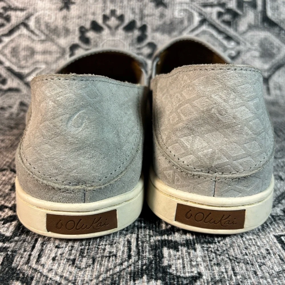 Olukai Women’s Pehuea‎ Slip-On Sneaker Light Gray Leather Size 8.5